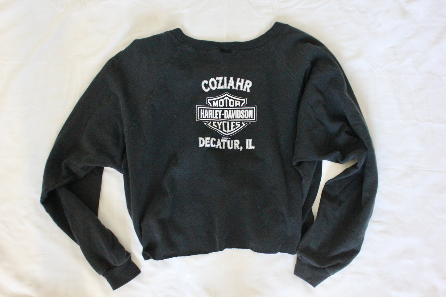 Vintage Harley Roses Cropped Sweatshirt